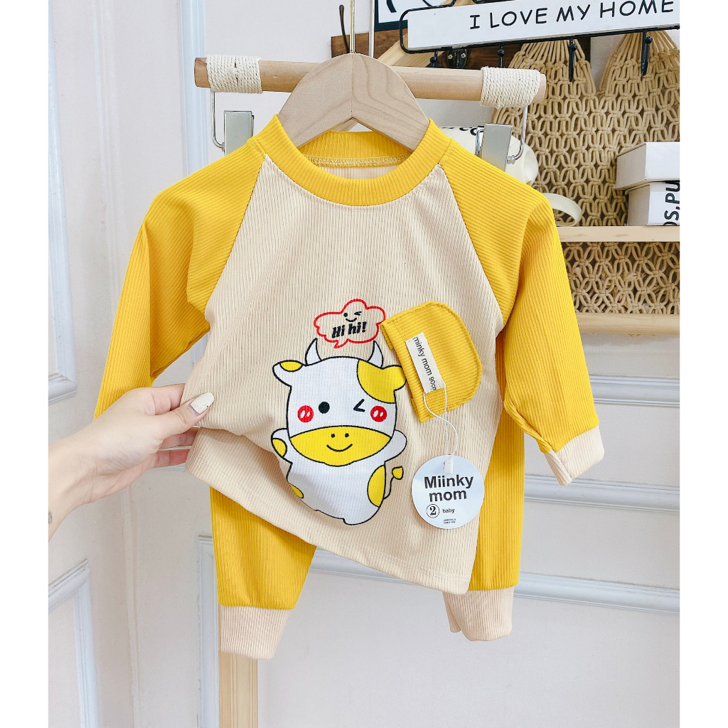 Bộ dài tay cho bé, bộ dài tay cho bé trai, bé gái _ Bộ len tăm xuất Hàn  dài tay co giãn 4 chiều cho bé trai bé gái 7-15