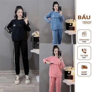 Bộ nỉ da cá adidas bầu và không bầu mặc siêu đẹp free size