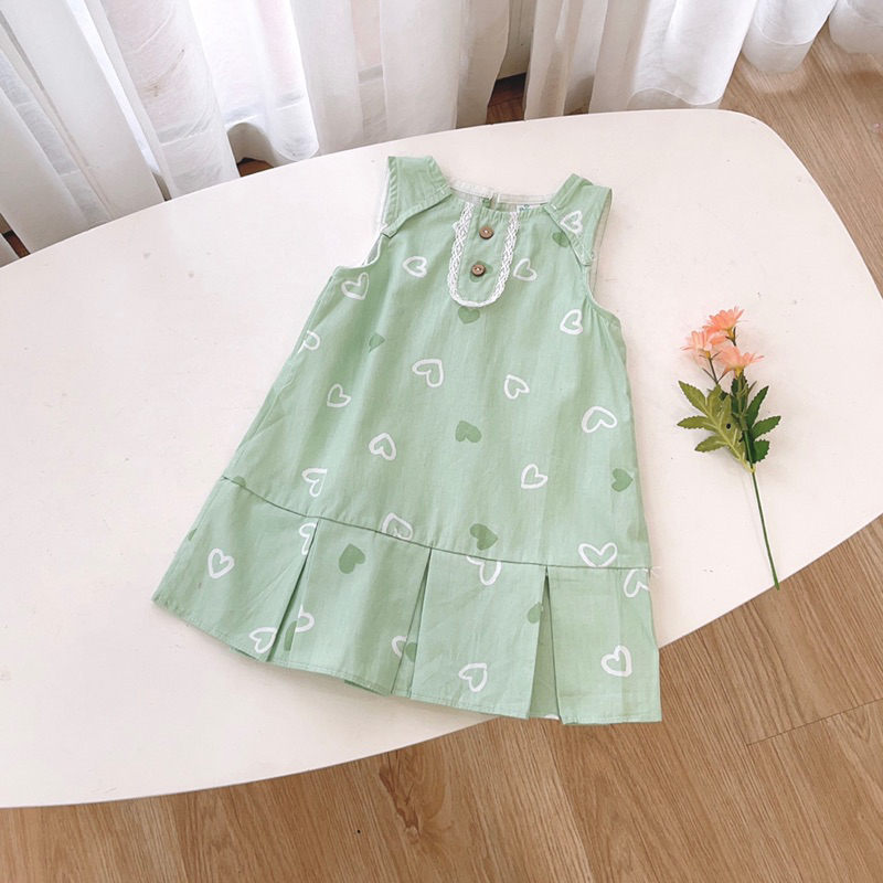 Váy sát nách xếp li dáng suông cho bé gái Op