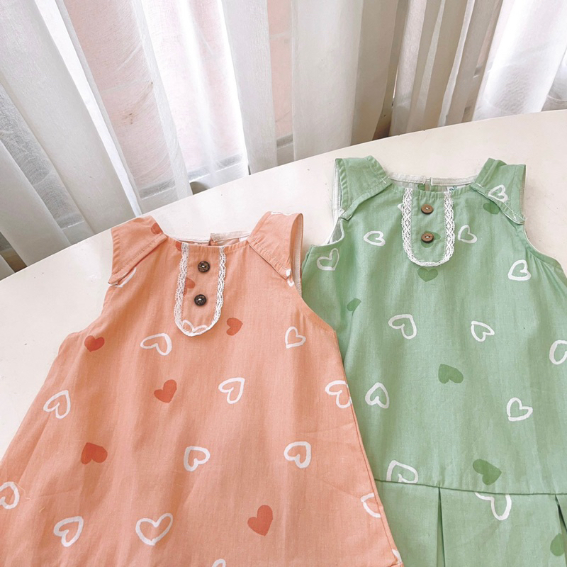 Váy sát nách xếp li dáng suông cho bé gái Op