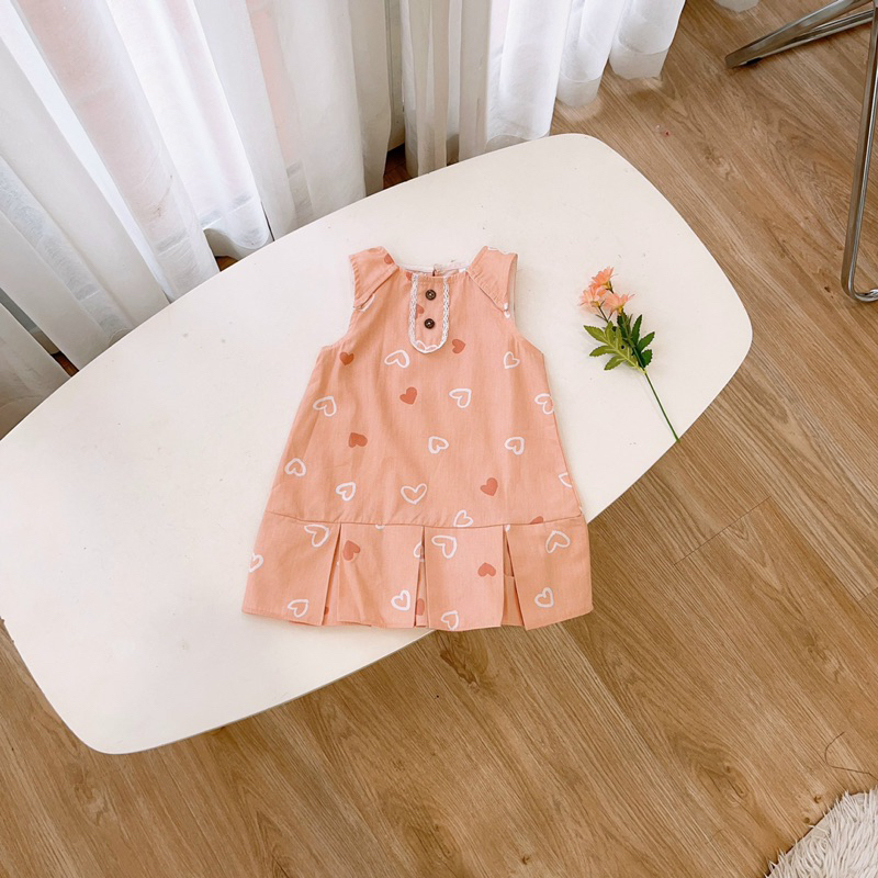 Váy sát nách xếp li dáng suông cho bé gái Op