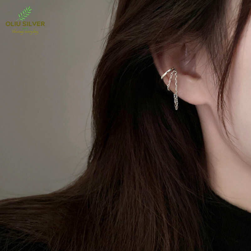 Bông Tai Bạc S925 Ear Cuff Kẹp Vành Khoen C Mắc Xích Trẻ Trung Cá Tính | Khuyên Tai Nữ Trang Sức Bạc Thời Trang
