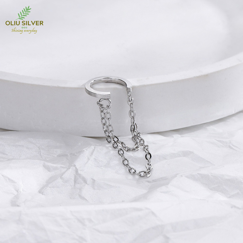 Bông Tai Bạc S925 Ear Cuff Kẹp Vành Khoen C Mắc Xích Trẻ Trung Cá Tính | Khuyên Tai Nữ Trang Sức Bạc Thời Trang