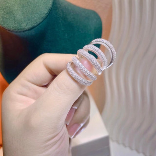 Nhẫn bạc Bibi - nhẫn 3 hàng đá mẫu mới dày dặn Bibisilver