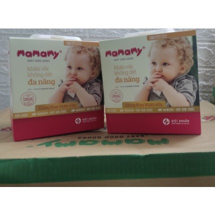 Khăn vải khô đa năng Mamamy 180 tờ có nắp