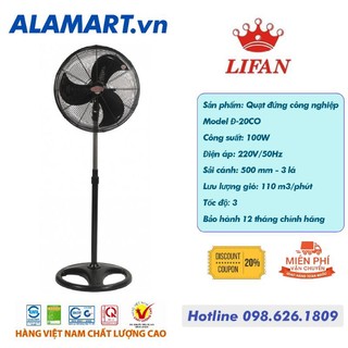 Quạt Đứng Công Nghiệp Lifan Đ-20CO sử dụng nhà xưởng quán ăn cà phê nhà hàng êm mát.