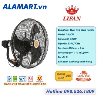 Quạt treo công nghiệp Lifan T-20CN công suất 100W sải cánh 500mm
