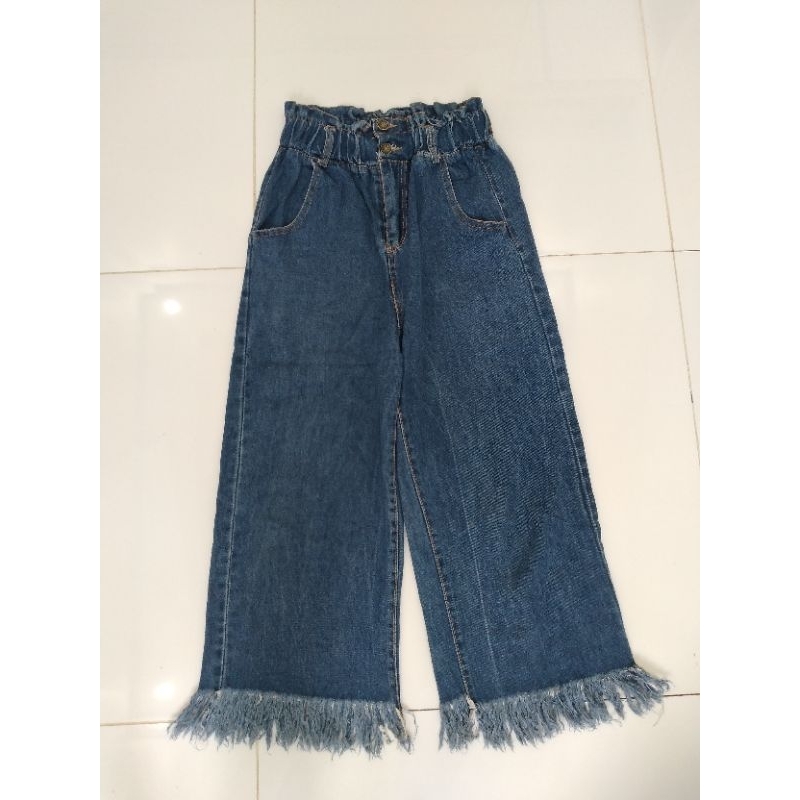 Jean ống rộng kiểu có chun eo 62_66 dài 88cm