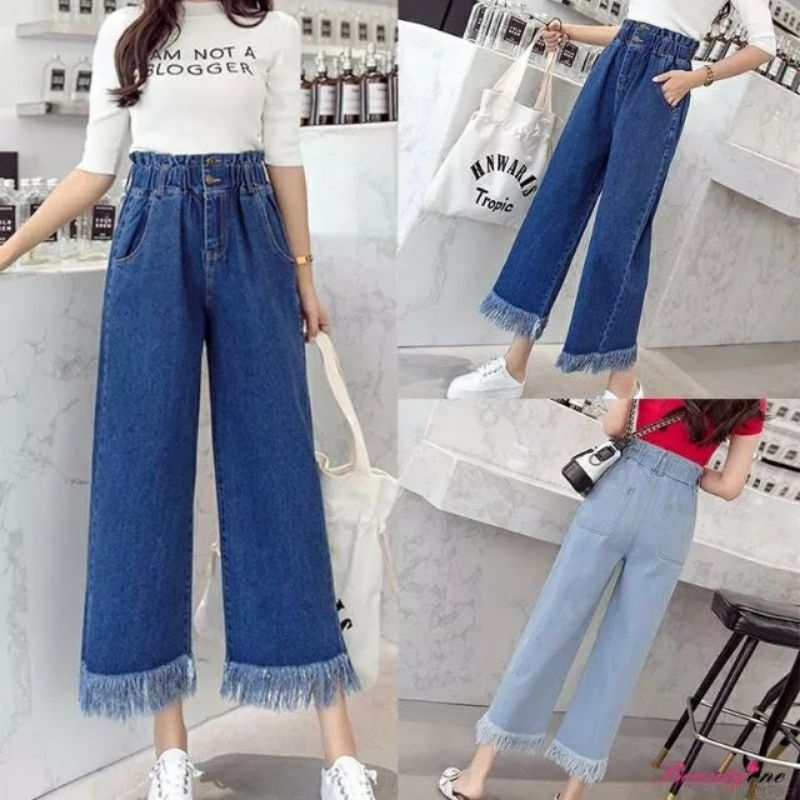 Jean ống rộng kiểu có chun eo 62_66 dài 88cm