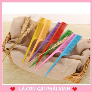 Cây lược rẽ ngôi chia tóc đuôi nhọn nhiều màu sắc, lược nhựa chải tóc tạo kiểu tóc mini