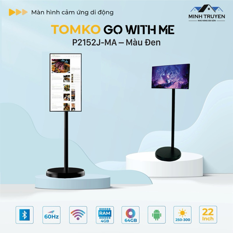 Màn hình di động thông minh Tomko 22 inch - dùng hát karaoke - làm quà tặng - thiết bị livestream - yoga- TOMKO GoWithMe