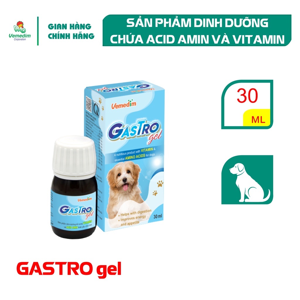 Vemedim Gastro gel giúp chó thèm ăn, tiêu hóa tốt, chai 30ml