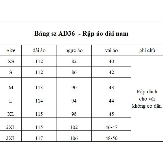 Rập Giấy A0 mã AD44 - Rập áo dài nam gài nút