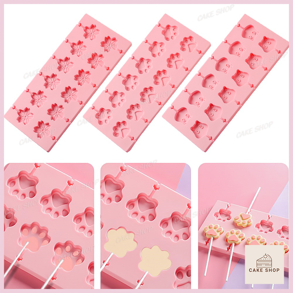 Khuôn Silicon Kẹo Mút 12 Hình Hoa, Động Vật, Trái Cây Dễ Thương CAKESHOP