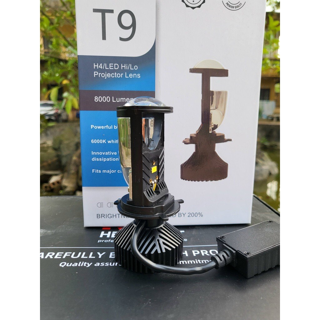 Đèn LED bi cầu mini T9 bản cao cấp chân H4 phù hợp mọi loại xe