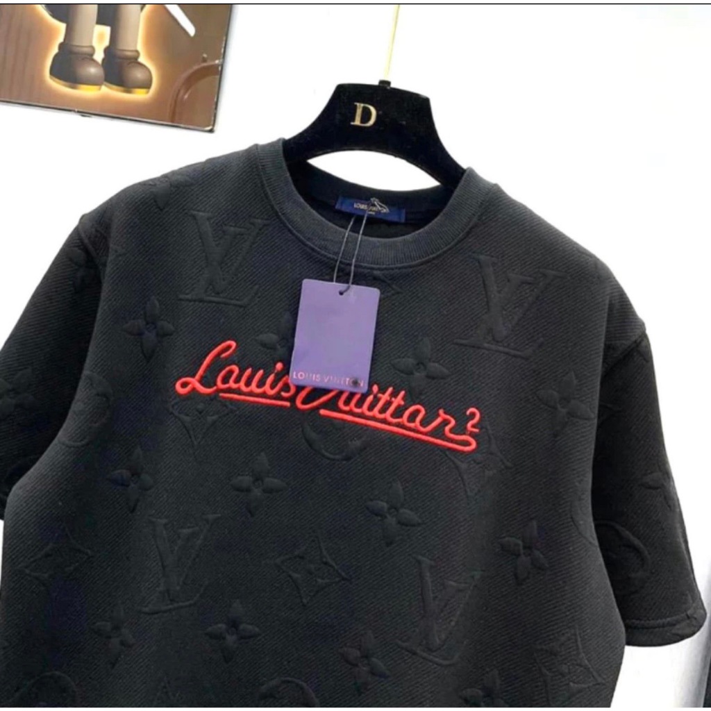 Áo thun nam ngắn tay vải Dập Nổi lv Dập Nổi thoáng mát