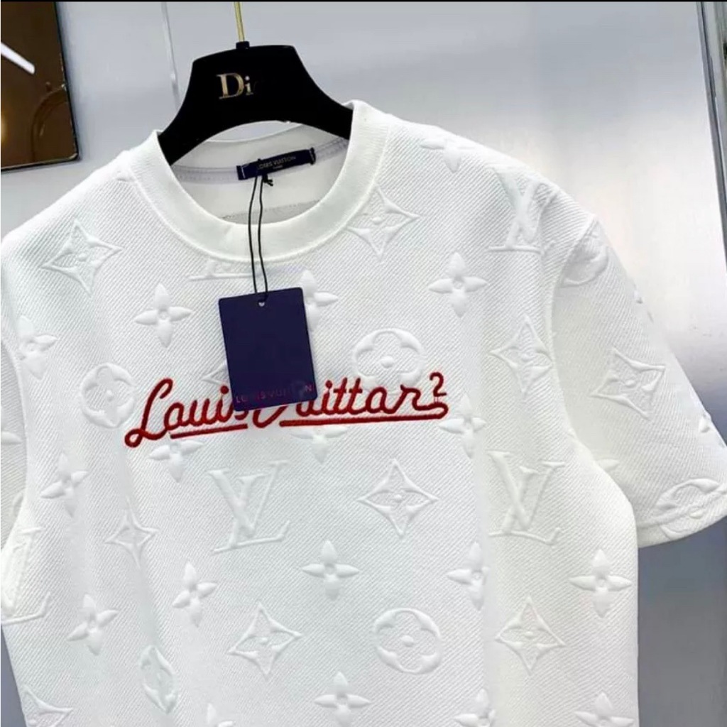Áo thun nam ngắn tay vải Dập Nổi lv Dập Nổi thoáng mát