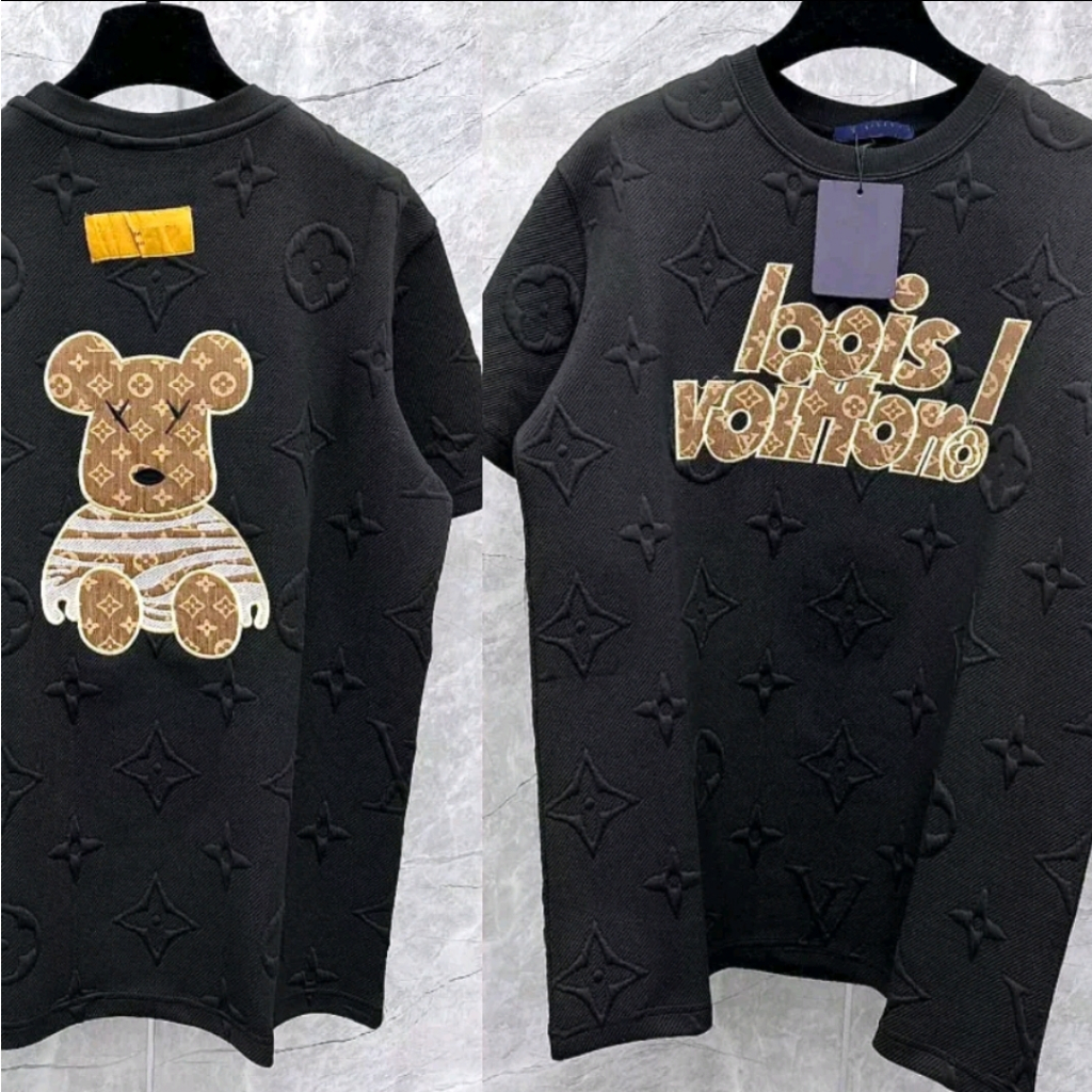 Áo thun nam ngắn tay vải Dập Nổi lv Dập Nổi thoáng mát