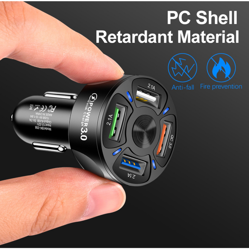 Tẩu sạc nhanh điện thoại tự ngắt thông minh Qualcom 3.0 4 cổng USB 12v-24v mẫu mới cho các xe