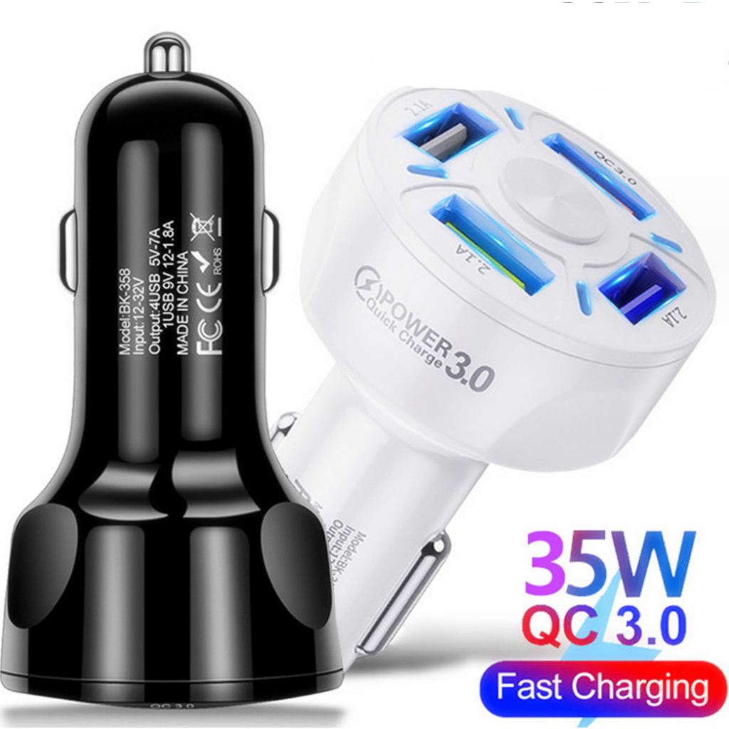 Tẩu sạc nhanh điện thoại tự ngắt thông minh Qualcom 3.0 4 cổng USB 12v-24v mẫu mới cho các xe