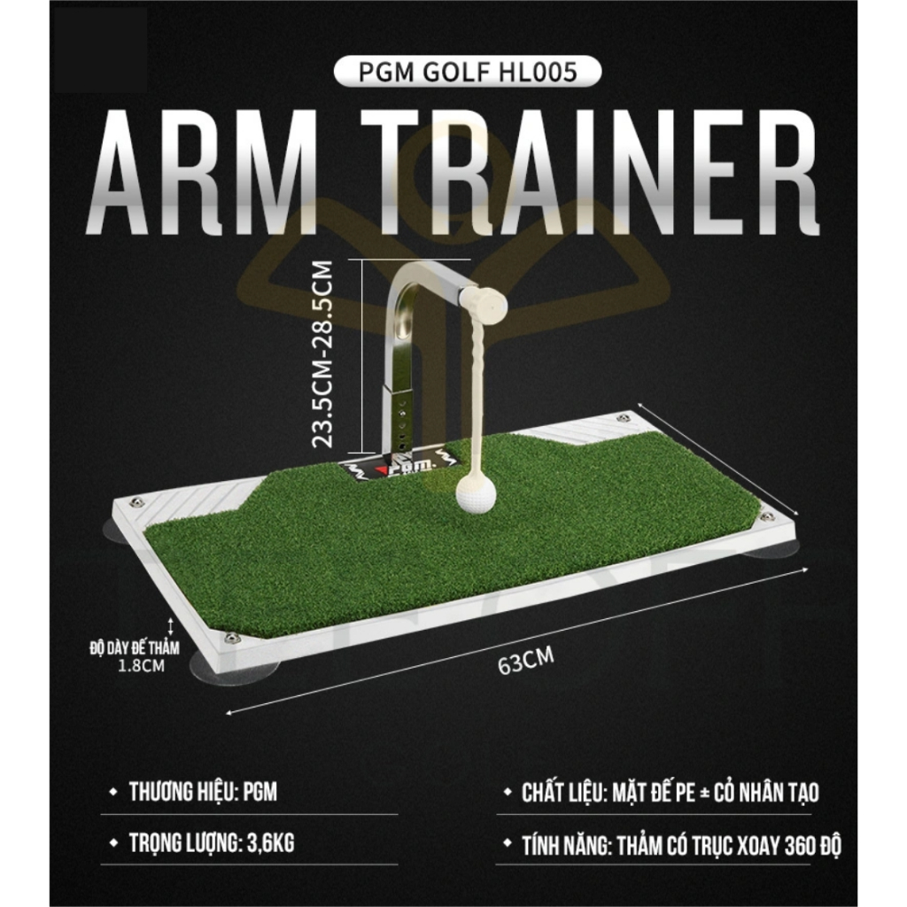 Thảm tập swing golf xoay 360 độ - PGM HL005: Chính hãng
