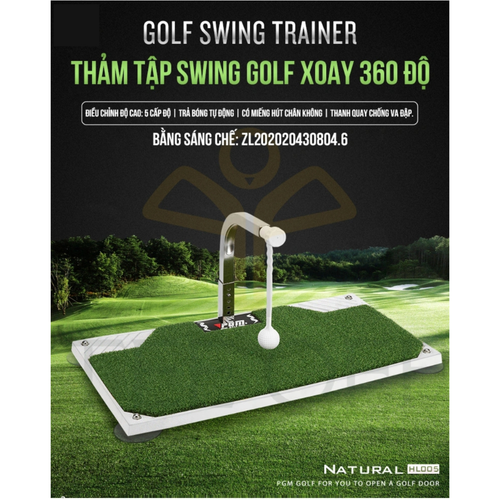 Thảm tập swing golf xoay 360 độ - PGM HL005: Chính hãng