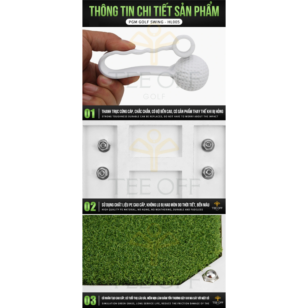 Thảm tập swing golf xoay 360 độ - PGM HL005: Chính hãng