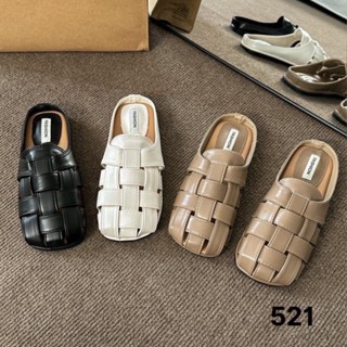 Giày sục bệt nữ búp bê mũi vuông quai rọ đan ngang đế dẻo Sục rọ đế mềm 521 (hàng QC fullbox)