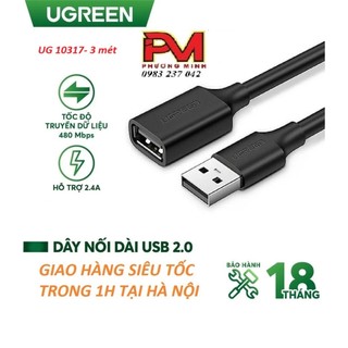 Cáp USB 2.0 nối dài 3 Mét chính hãng Ugreen 10317 _Bảo hành 18 tháng
