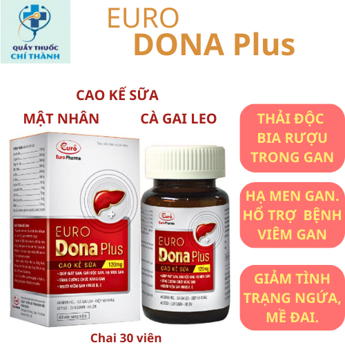 Viên Uống Hổ Trợ Gan DONA Plus Euro-Giải Độc Bia Rượu-Mát Gan-Tăng Cương Chức Năng Gan Trong Xơ Gan-Viêm Gan. H/30 viên.