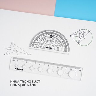 Bộ Thước 4 Món MONDEZ Thước Thẳng, Thước Eke, Thước Đo Độ M16005