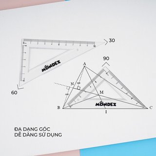 Bộ Thước 4 Món MONDEZ Thước Thẳng, Thước Eke, Thước Đo Độ M16005