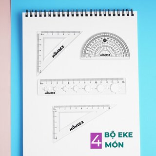 Bộ Thước 4 Món MONDEZ Thước Thẳng, Thước Eke, Thước Đo Độ M16005