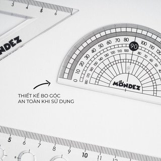 Bộ Thước 4 Món MONDEZ Thước Thẳng, Thước Eke, Thước Đo Độ M16005