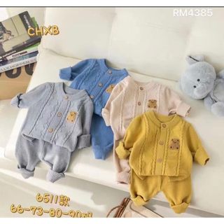 Bộ quần áo len cho bé HK KIDS, bộ len dài tay Quảng Châu chất len mềm mịn đanh lì size cho bé 0-3 tuổi (mã 6511)