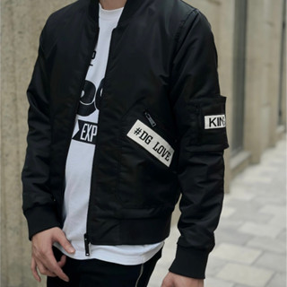 Áo khoác Bomber Bản Túi Hộp Phối Chữ Logo Đơn Giản Chất Vải Cotton Lạnh Hàng Thanh Lý