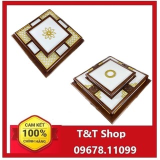 Đèn ốp trần vuông khung gỗ sồi tự nhiên cao cấp, bảo hành 5 năm