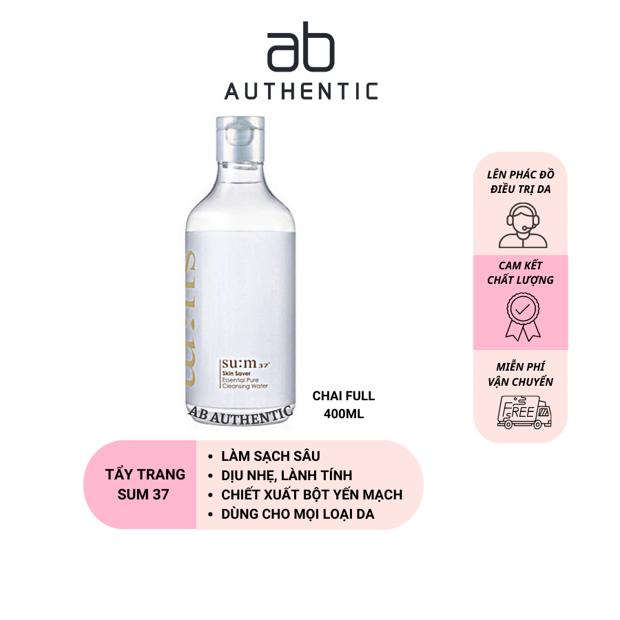 Nước Tẩy trang Sum 37 dịu nhẹ, sạch sâu Skin Saver Essential Cleansing Water 400ml- AB AUTHENTIC
