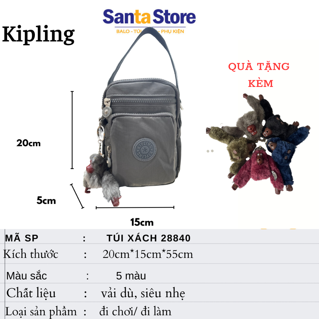 Túi đeo chéo, cầm tay KIPLING 2 trong 1 hình chữ nhật nhỏ năng động, tiện lợi, thời trang - SANTA STORE