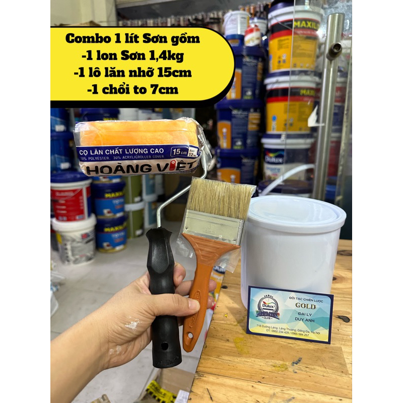 Combo Sơn trong nhà Dulux TẶNG Lô+ Chổi màu trắng  lon 1 lít triết lẻ .Pha màu bằng máy vi tính