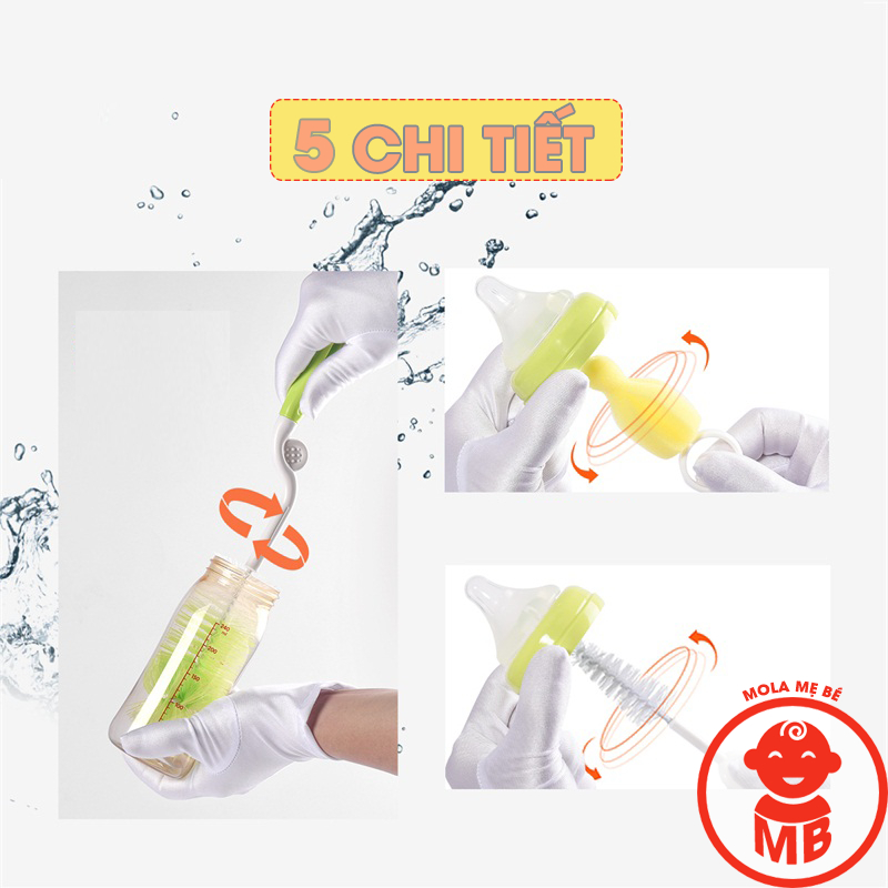Cọ rửa bình sữa 5 chi tiết cho bé