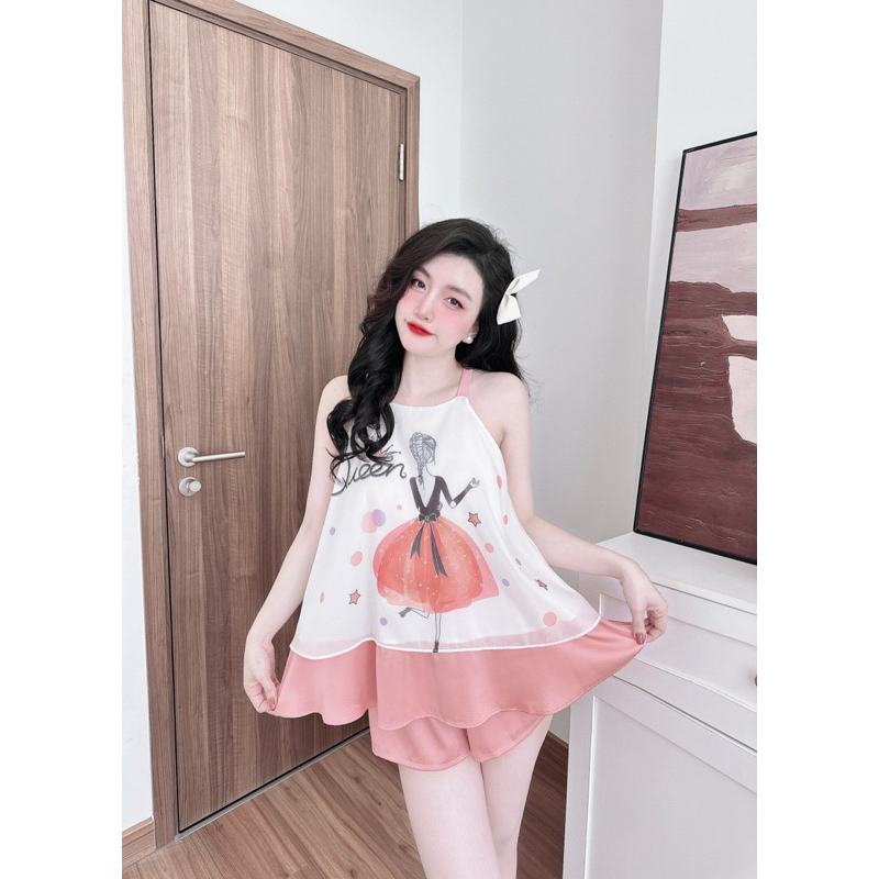 BỘ YẾM TƠ PHỐI LỤA LATIN SIZE 45-65KG, ĐỒ BỘ NỮ TƠ ÁNH MỀM MỊN, ĐỒ NGỦ THOÁNG MÁT, DỄ THƯƠNG