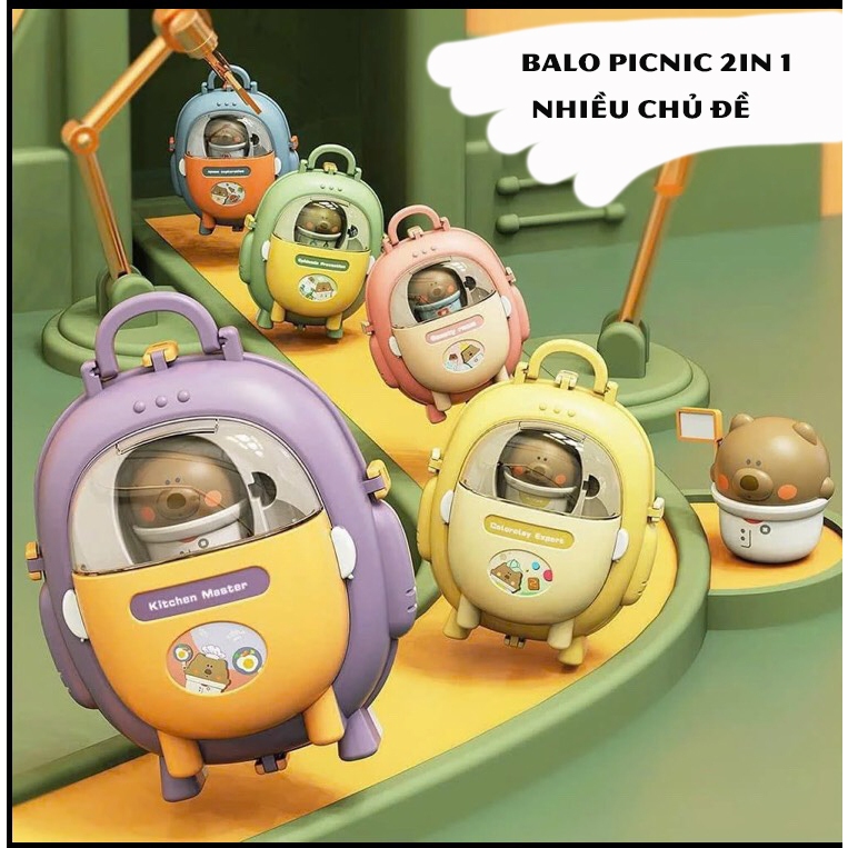 Đồ chơi Balo Picnic 2in1 nhiều chủ đề nấu ăn, bác sỹ, khoa học, trang điểm cho bé học hỏi và khám phá