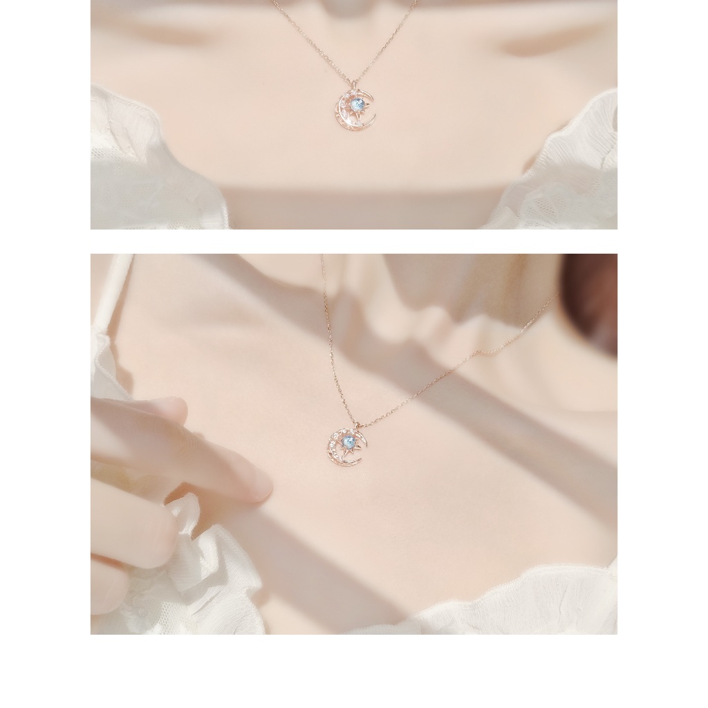 Dây chuyền bạc nữ đá mặt trăng lấp lánh moonstone Phuc Minh Jewelry