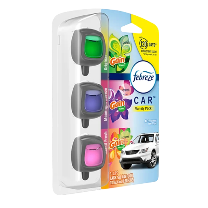 Nước hoa xe hơi dạng tán hương Febreze car perfumes 18 mùi hương
