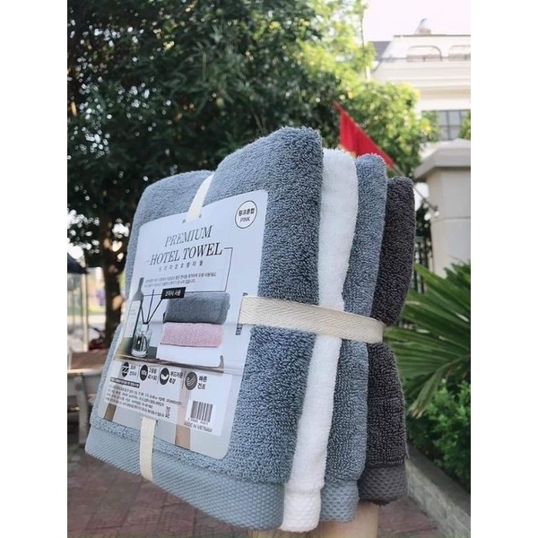 Sét 4 khăn tắm cotton xuất hàn premium hotel towel xuất dư, kt 40*80. Sợi cotton mềm mịn, thấm nước