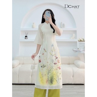 Set áo dài tơ lụa in hoa