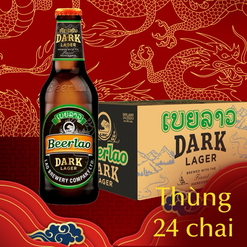 Bia Lào Đen Thùng 24 chai 330ml Dark Lager Beer