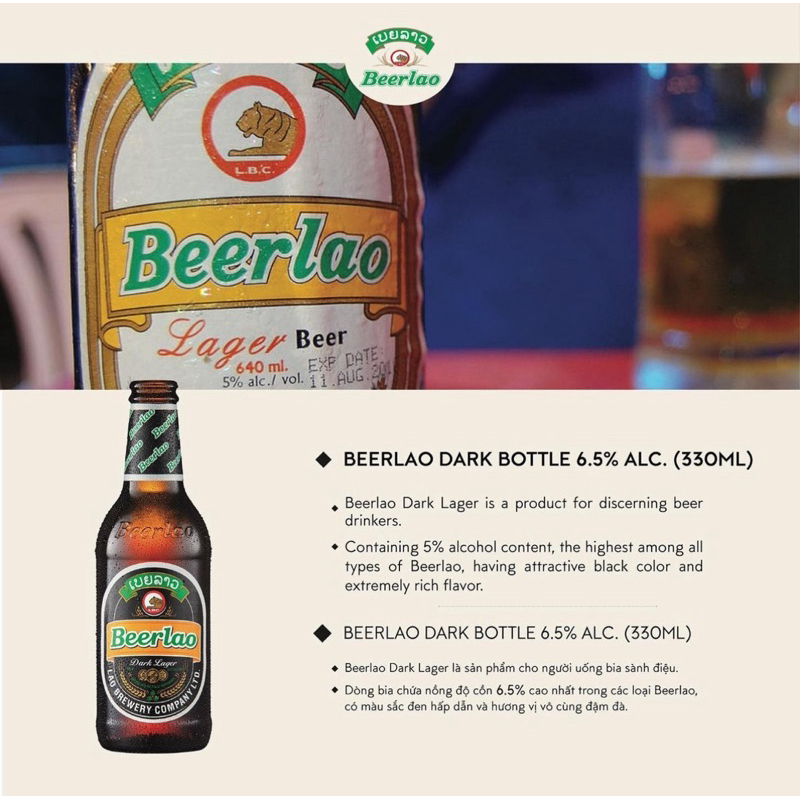 Bia Lào Đen Thùng 24 chai 330ml Dark Lager Beer