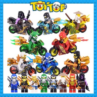 Đồ chơi lắp ráp COMBO 8 mini nhân vật ninjago season 13 lái xe máy moto xếp hình ninja LW 120